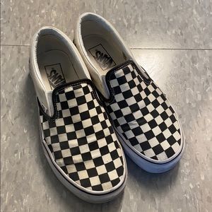 Checkered slip on vans